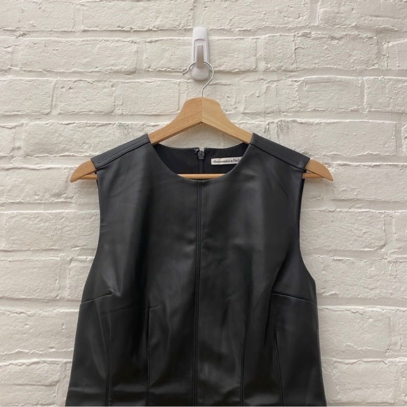 Abercrombie & Fitch || Faux Leather Mini Dress Black SP Small Petite NWT - Picture 2 of 8